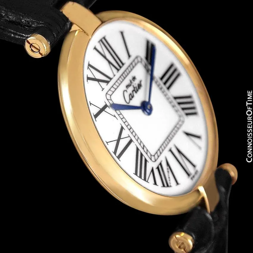 Must De Cartier Vendome  Mens Midsize Unisex Vermeil Watch - 18K Gold Over Sterling Silver