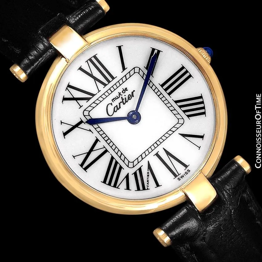 Must De Cartier Vendome  Mens Midsize Unisex Vermeil Watch - 18K Gold Over Sterling Silver