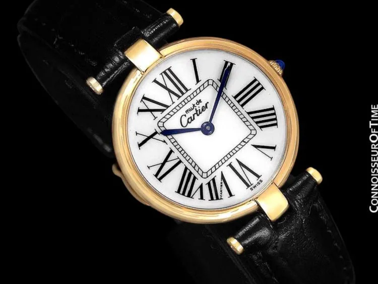 Must De Cartier Vendome  Mens Midsize Unisex Vermeil Watch - 18K Gold Over Sterling Silver