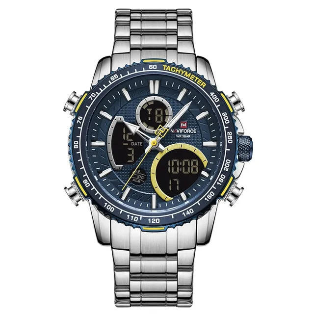 Naviforce men assista topo marca de luxo grande dial relógios do esporte dos homens cronógrafo quartzo relógio de pulso data masculino relogio masculino