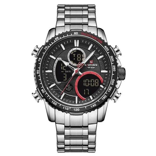Naviforce men assista topo marca de luxo grande dial relógios do esporte dos homens cronógrafo quartzo relógio de pulso data masculino relogio masculino