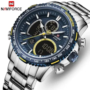 Naviforce men assista topo marca de luxo grande dial relógios do esporte dos homens cronógrafo quartzo relógio de pulso data masculino relogio masculino