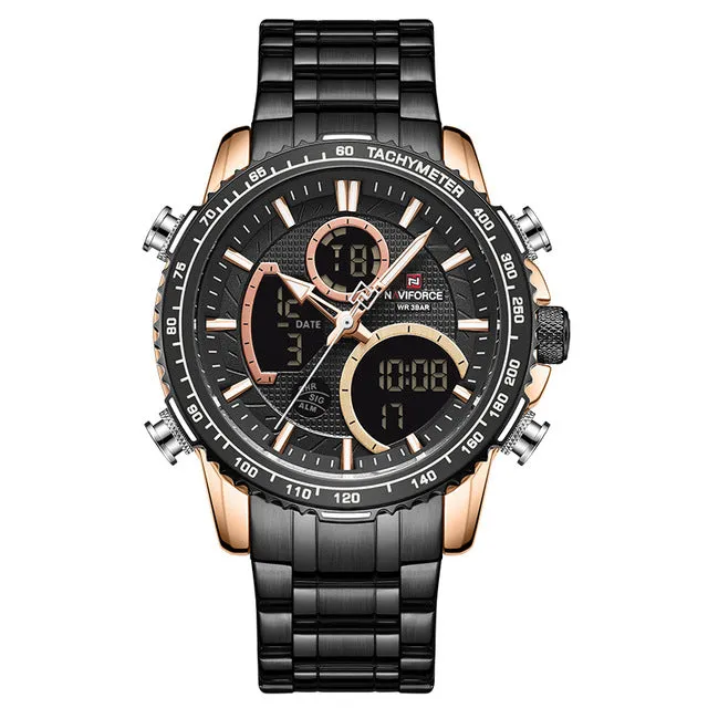 Naviforce men assista topo marca de luxo grande dial relógios do esporte dos homens cronógrafo quartzo relógio de pulso data masculino relogio masculino