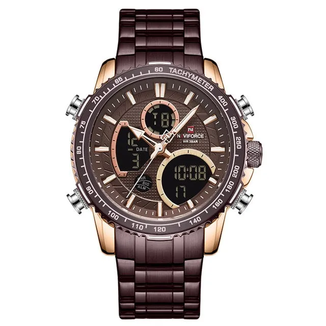 Naviforce men assista topo marca de luxo grande dial relógios do esporte dos homens cronógrafo quartzo relógio de pulso data masculino relogio masculino