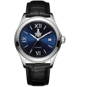 New Men's Stainless Steel Swiss Automatic ETA Masonic Dress Watch, 42mm