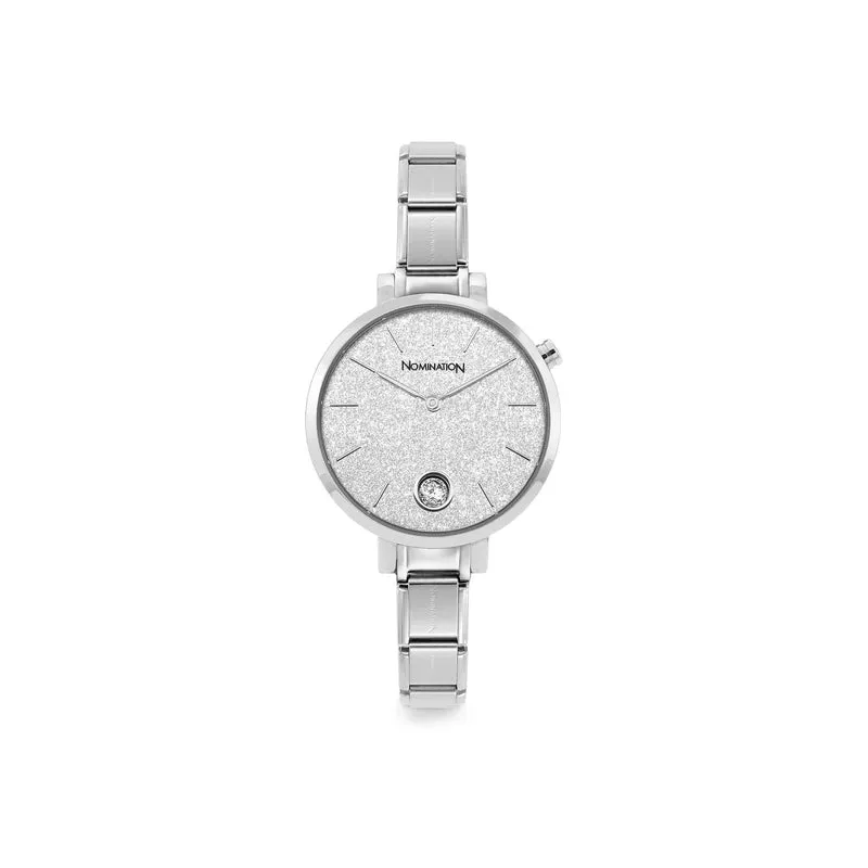Nomination Composable Paris Watch, Silver Glitter, Cubic Zirconia, Stainless Steel