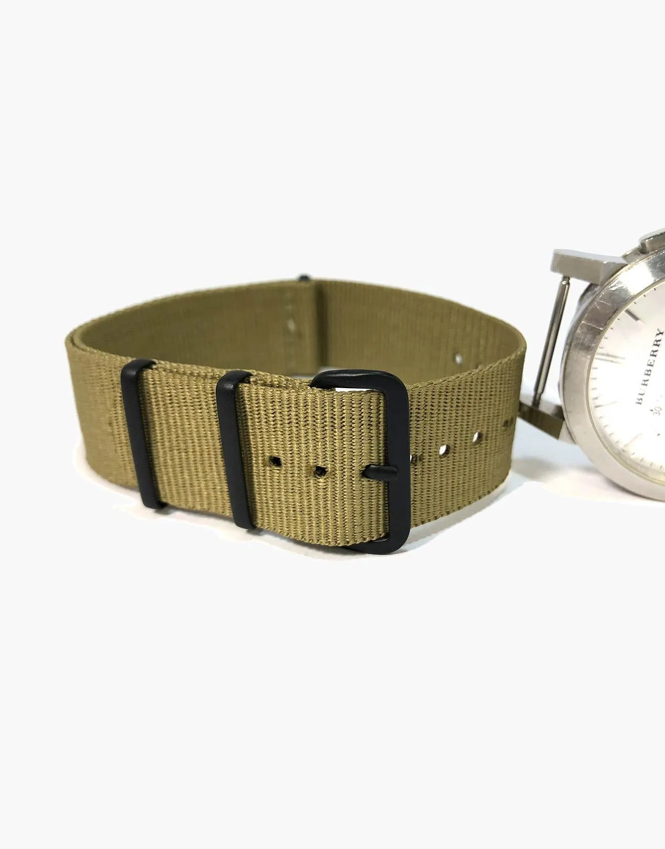 Nylon NATO Khaki-Desert Beige Strap with Black buckles PVD by LUX