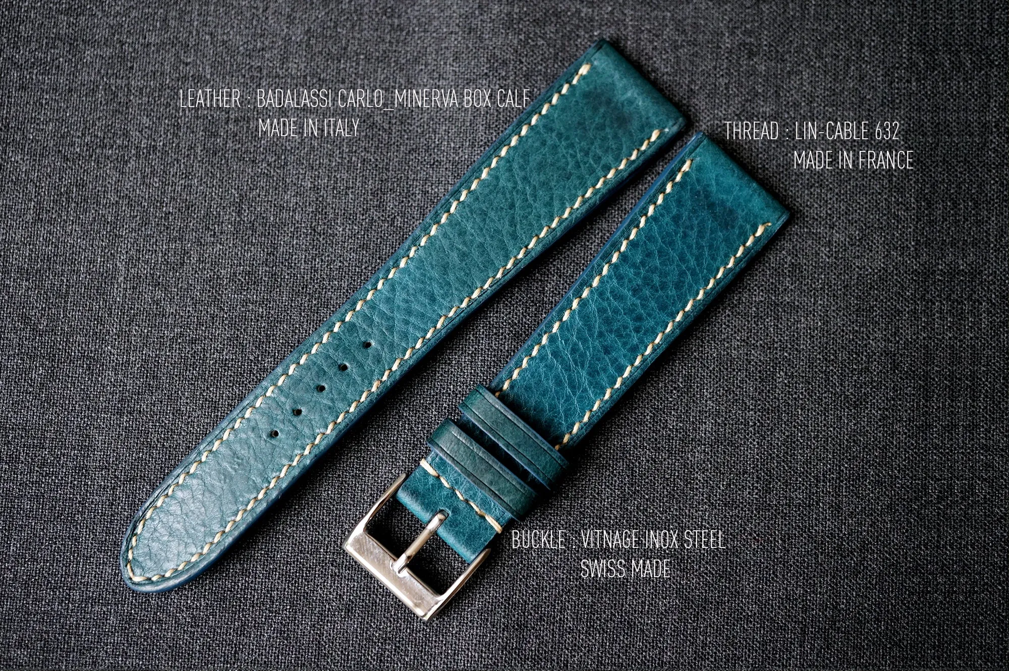 OCEAN BLUE BOX CALF CUSTOM MADE STRAP