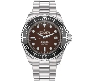 Oceaneva Men's Deep Marine Explorer II 1250M Pro Diver Watch Black and Brown