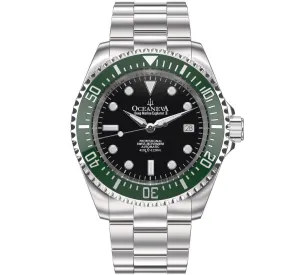 Oceaneva Men's Deep Marine Explorer II 1250M Pro Diver Watch Black and Green