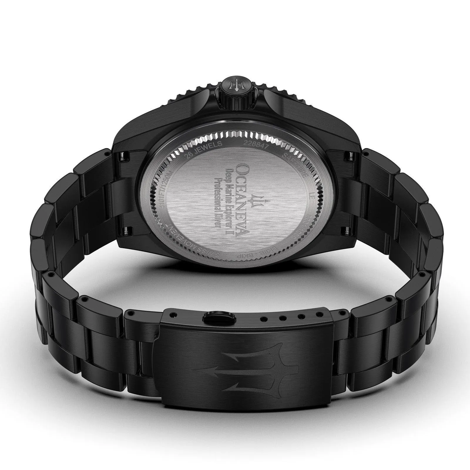 Oceaneva Men's Deep Marine Explorer II 1250M Pro Diver Watch Black Dial Black IP