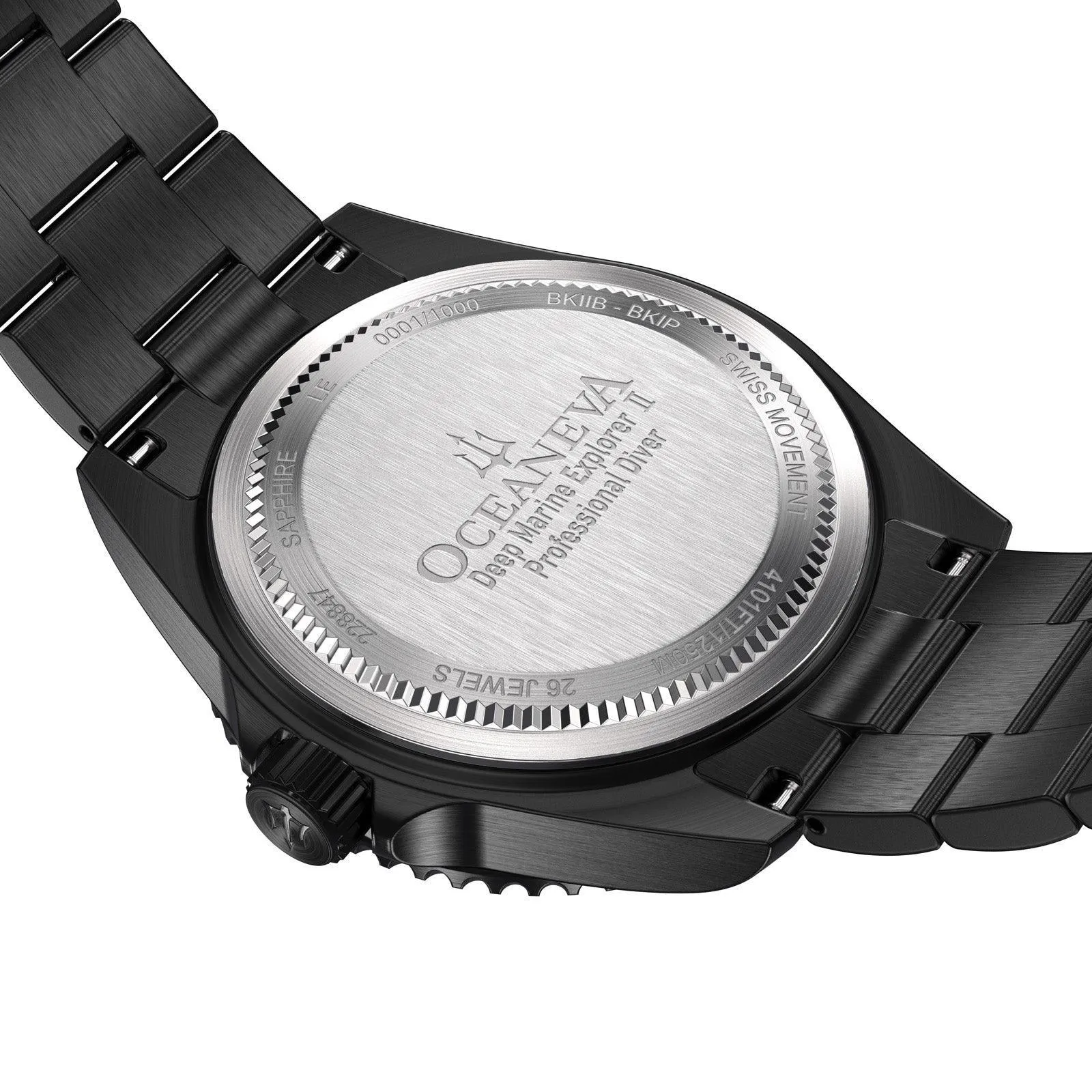 Oceaneva Men's Deep Marine Explorer II 1250M Pro Diver Watch Black Dial Black IP