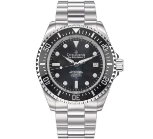 Oceaneva Men's Deep Marine Explorer II 1250M Pro Diver Watch Black Mother Of Pearl