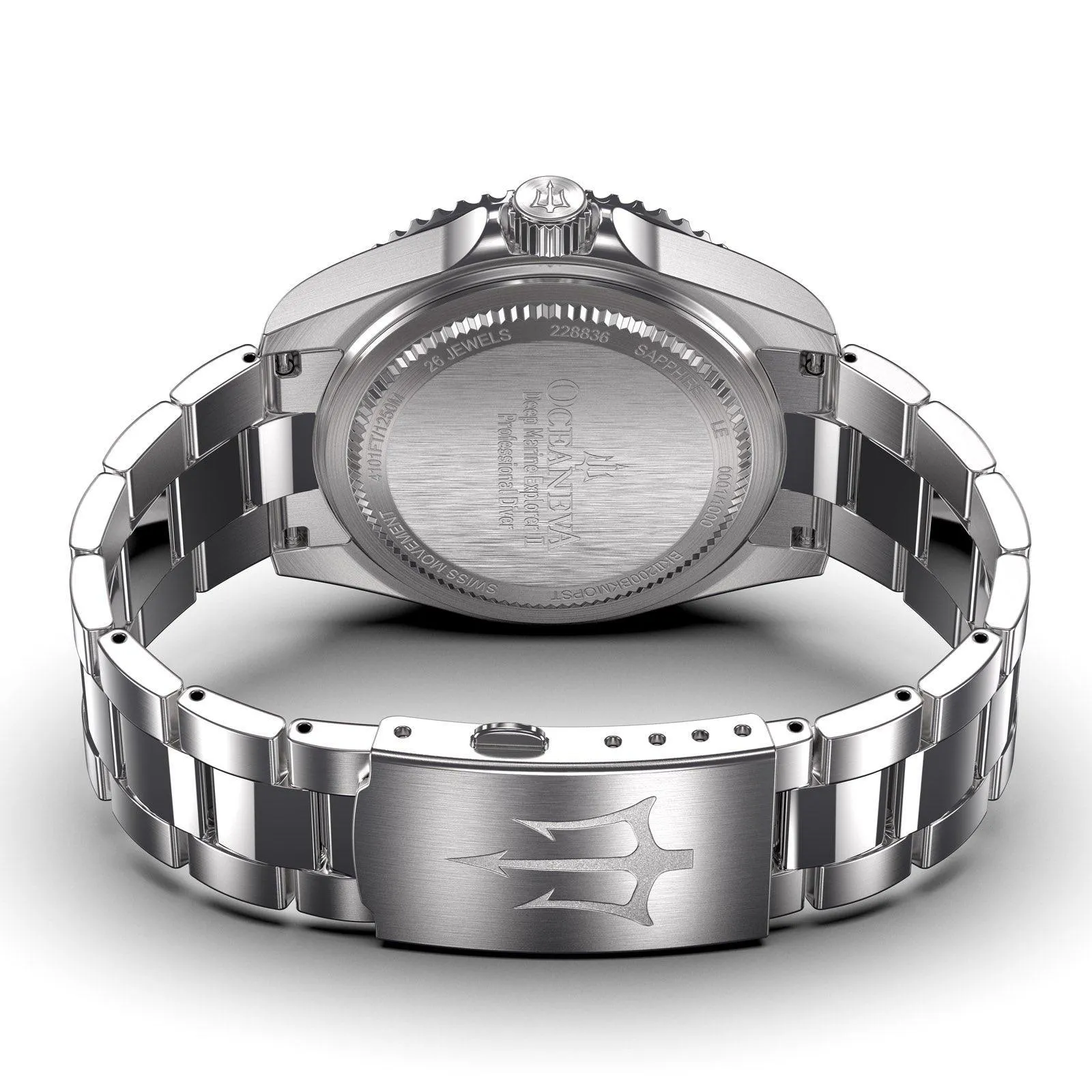Oceaneva Men's Deep Marine Explorer II 1250M Pro Diver Watch Black Mother Of Pearl