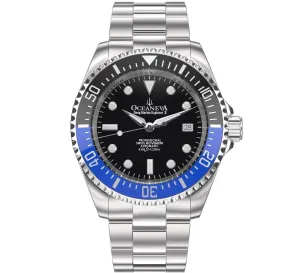 Oceaneva Men's Deep Marine Explorer II 1250M Pro Diver Watch Blue and Black
