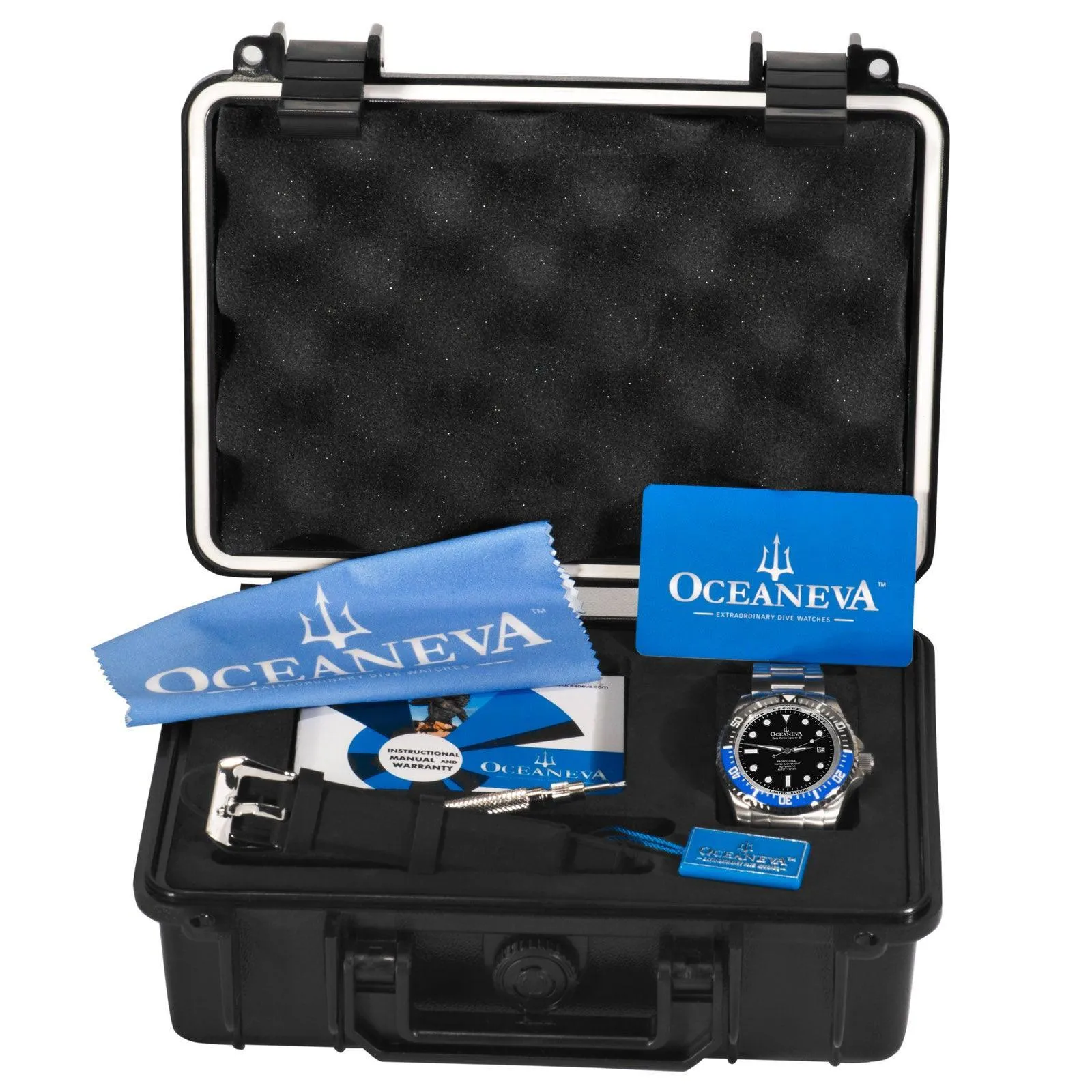 Oceaneva Men's Deep Marine Explorer II 1250M Pro Diver Watch Blue and Black