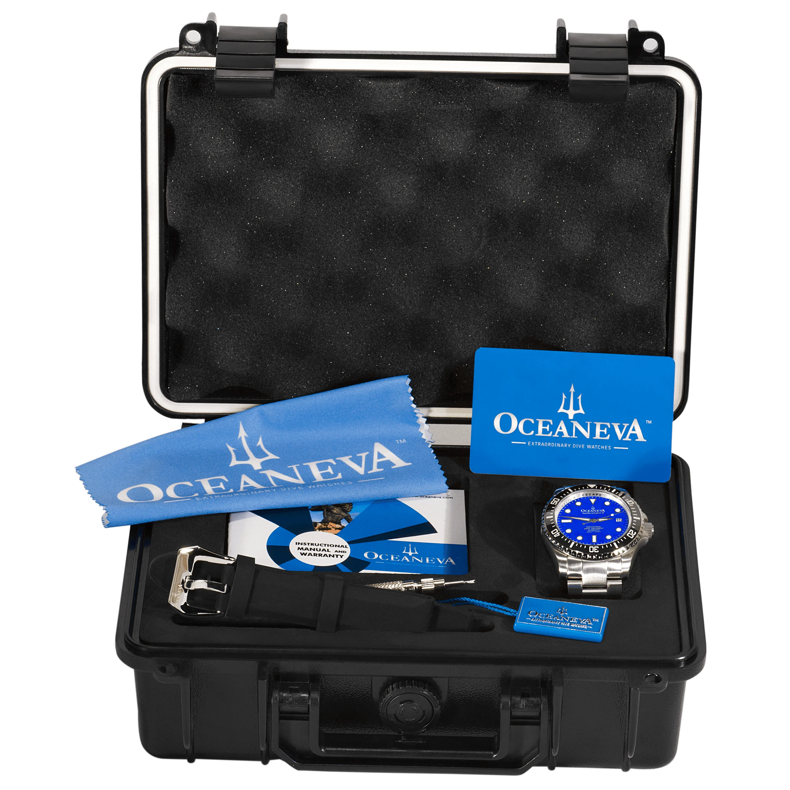 Oceaneva Men's Deep Marine Explorer II 1250M Pro Diver Watch Blue Mother Of Pearl