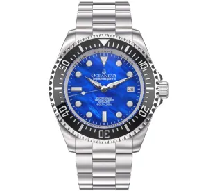 Oceaneva Men's Deep Marine Explorer II 1250M Pro Diver Watch Blue Mother Of Pearl