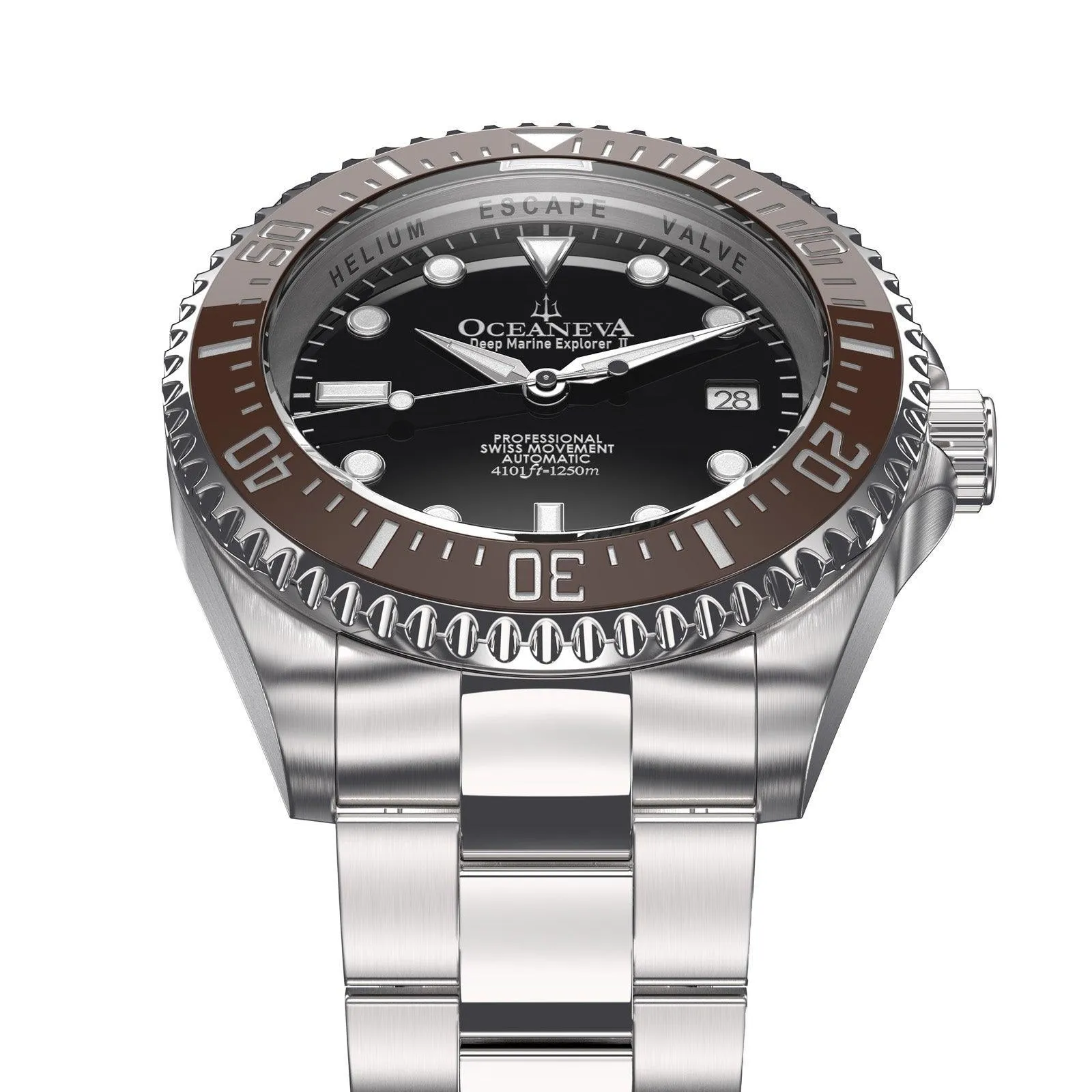 Oceaneva Men's Deep Marine Explorer II 1250M Pro Diver Watch Brown Black