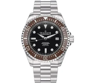 Oceaneva Men's Deep Marine Explorer II 1250M Pro Diver Watch Brown Black