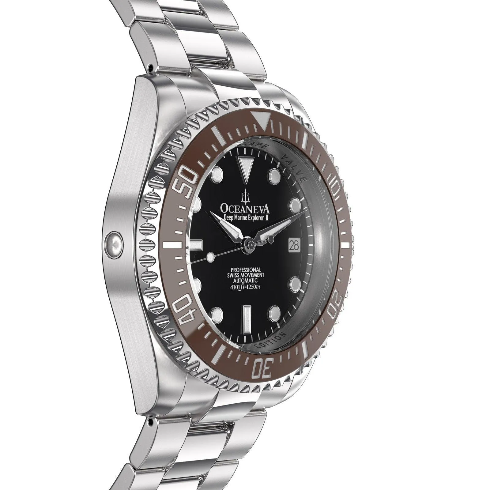Oceaneva Men's Deep Marine Explorer II 1250M Pro Diver Watch Brown Black