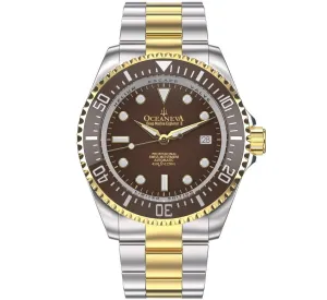 Oceaneva Men's Deep Marine Explorer II 1250M Pro Diver Watch Brown Yellow Gold