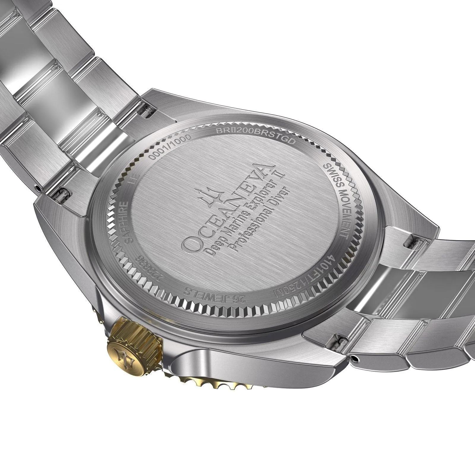 Oceaneva Men's Deep Marine Explorer II 1250M Pro Diver Watch Brown Yellow Gold