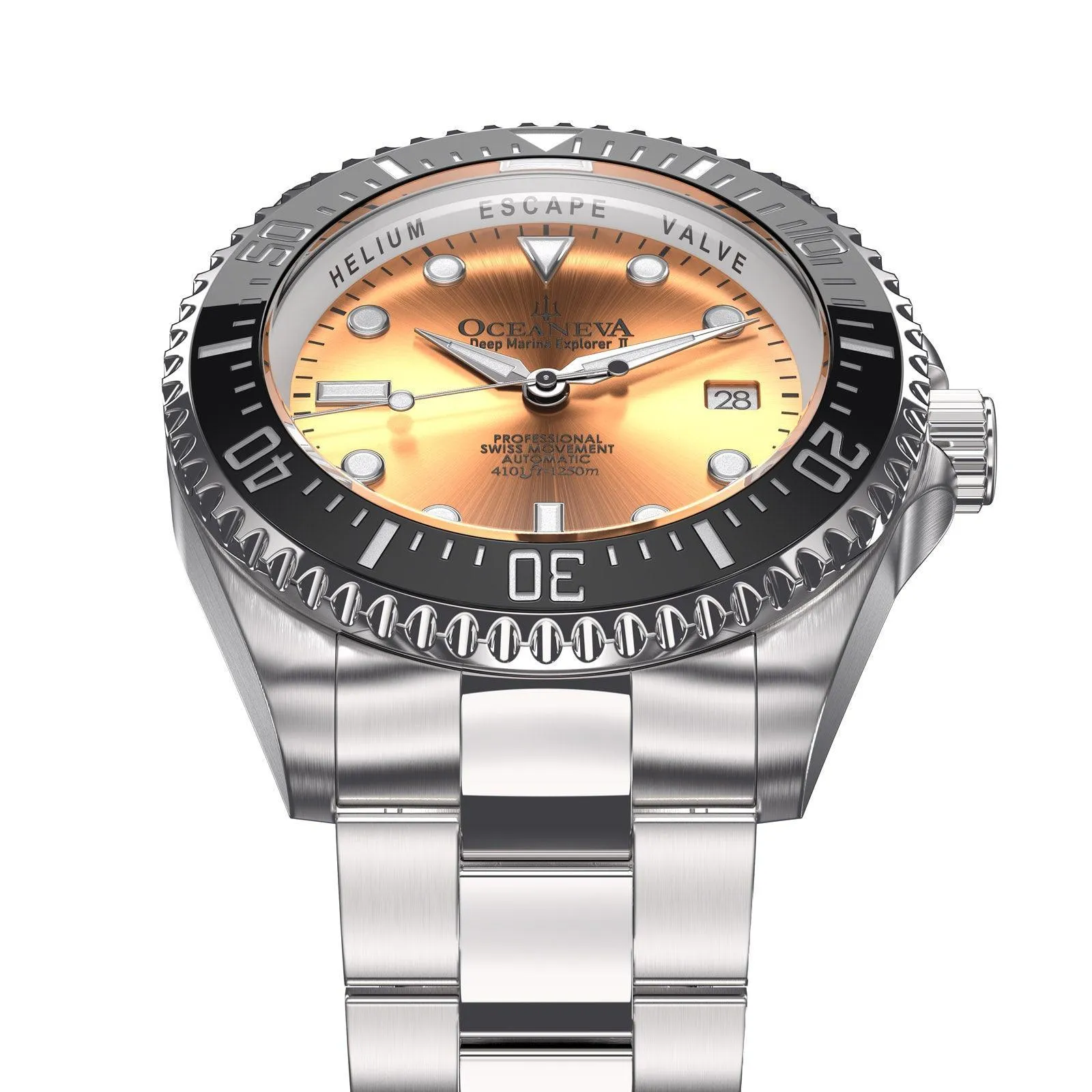 Oceaneva Men's Deep Marine Explorer II 1250M Pro Diver Watch Copper Burst Dial