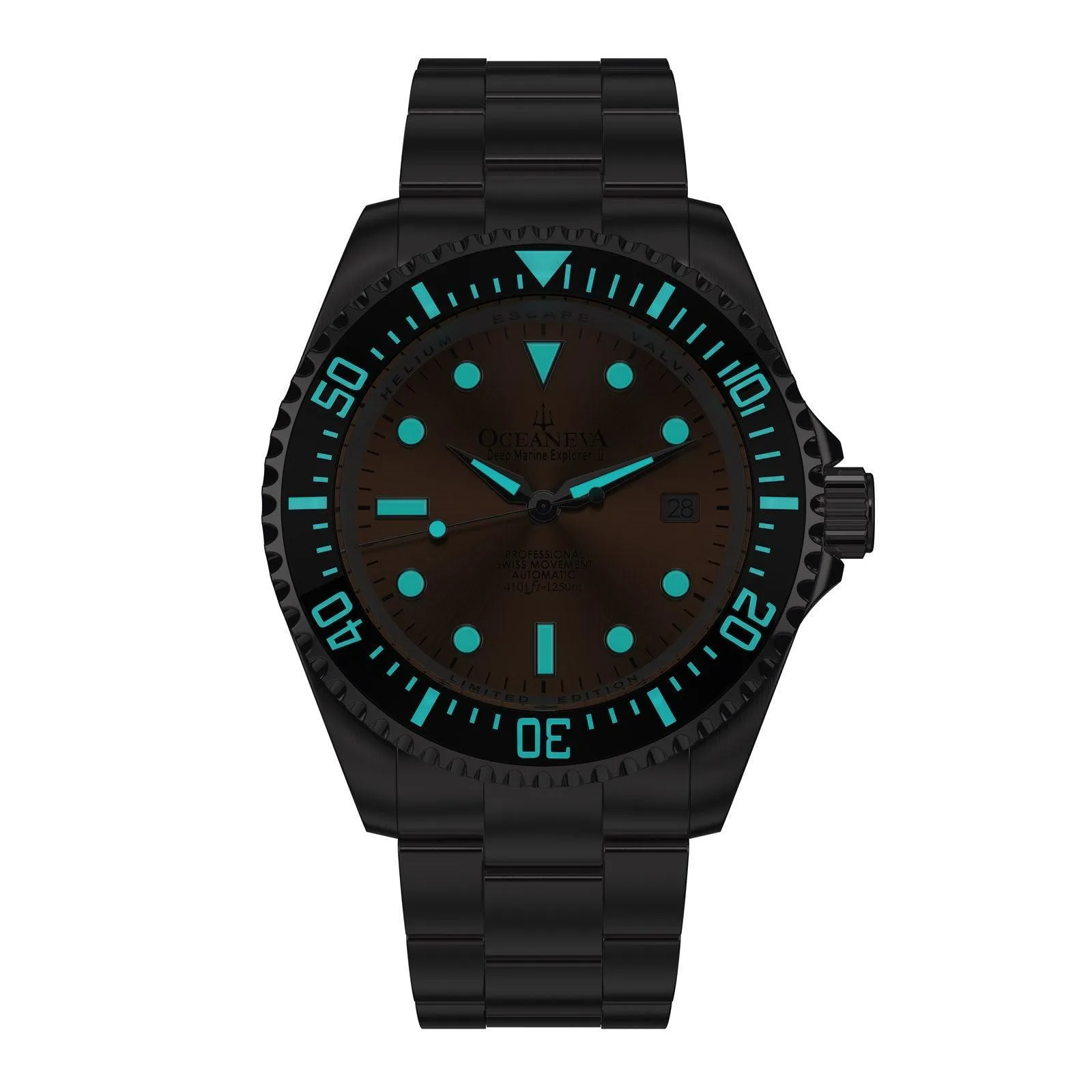 Oceaneva Men's Deep Marine Explorer II 1250M Pro Diver Watch Copper Burst Dial