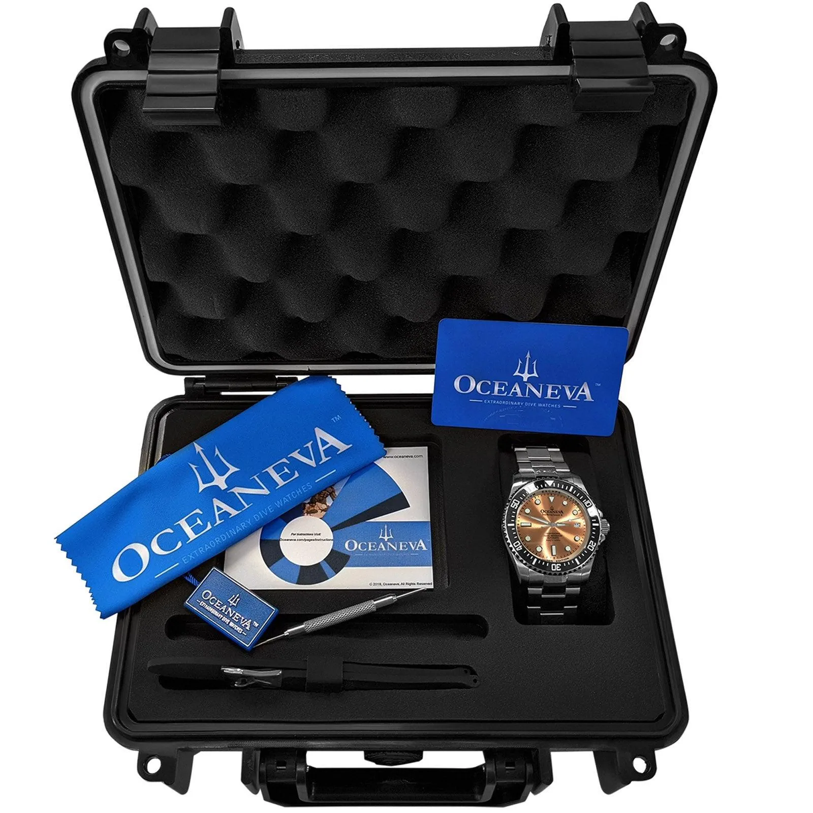 Oceaneva Men's Deep Marine Explorer II 1250M Pro Diver Watch Copper Burst Dial