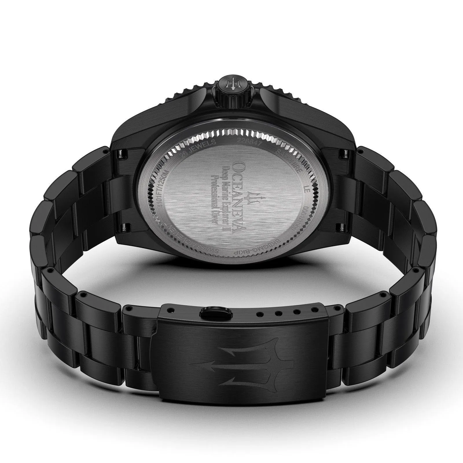 Oceaneva Men's Deep Marine Explorer II 1250M Pro Diver Watch Gray Dial Black IP