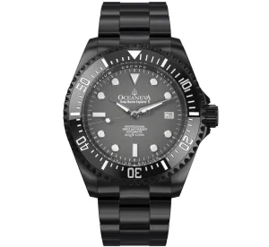 Oceaneva Men's Deep Marine Explorer II 1250M Pro Diver Watch Gray Dial Black IP