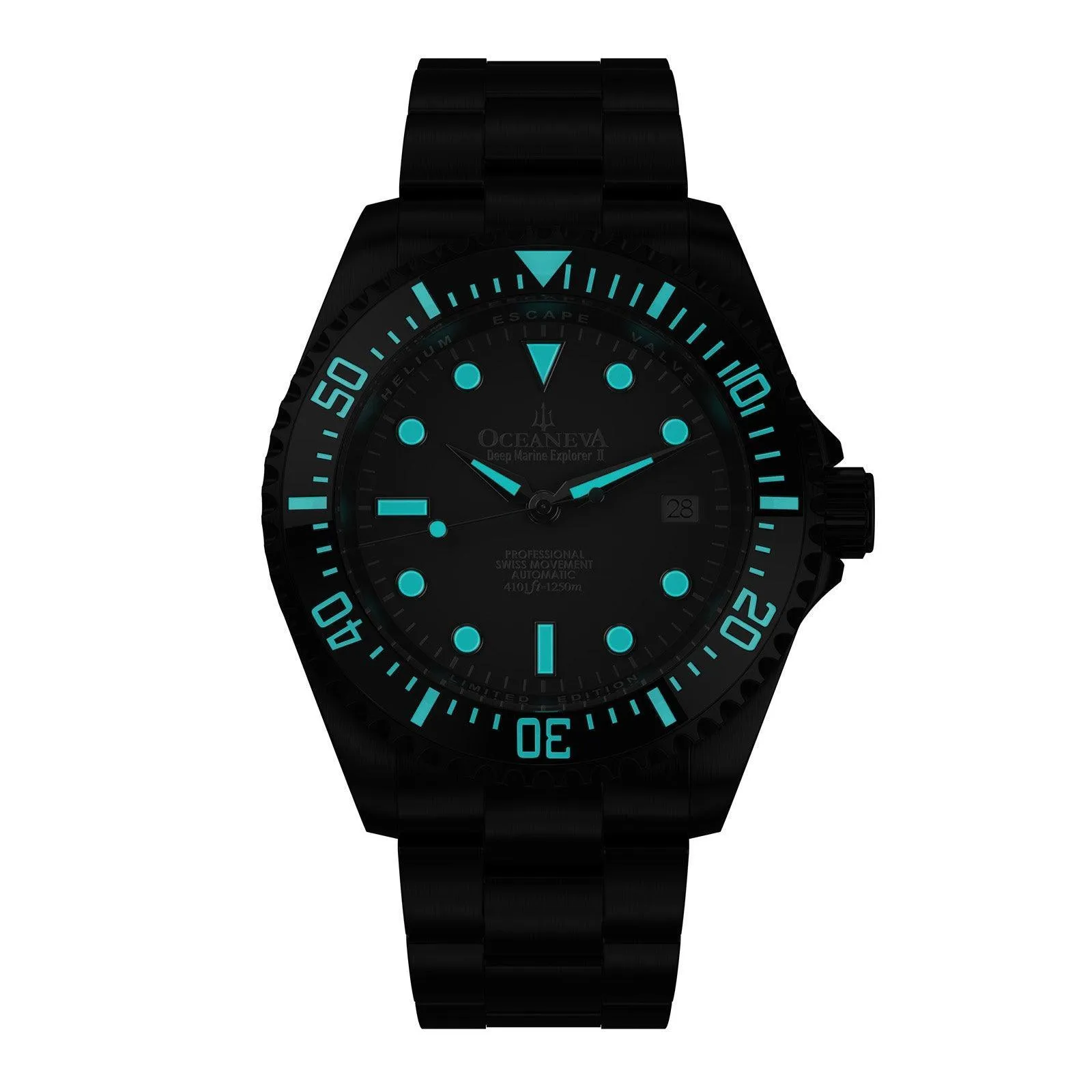 Oceaneva Men's Deep Marine Explorer II 1250M Pro Diver Watch Gray Dial Black IP