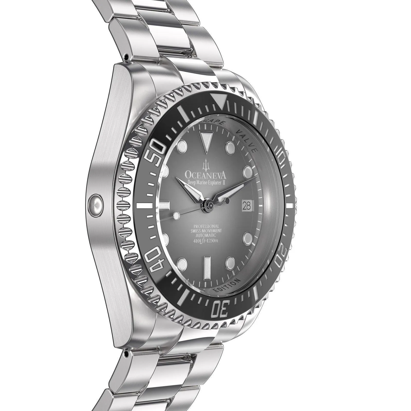 Oceaneva Men's Deep Marine Explorer II 1250M Pro Diver Watch Gray Fade Dial