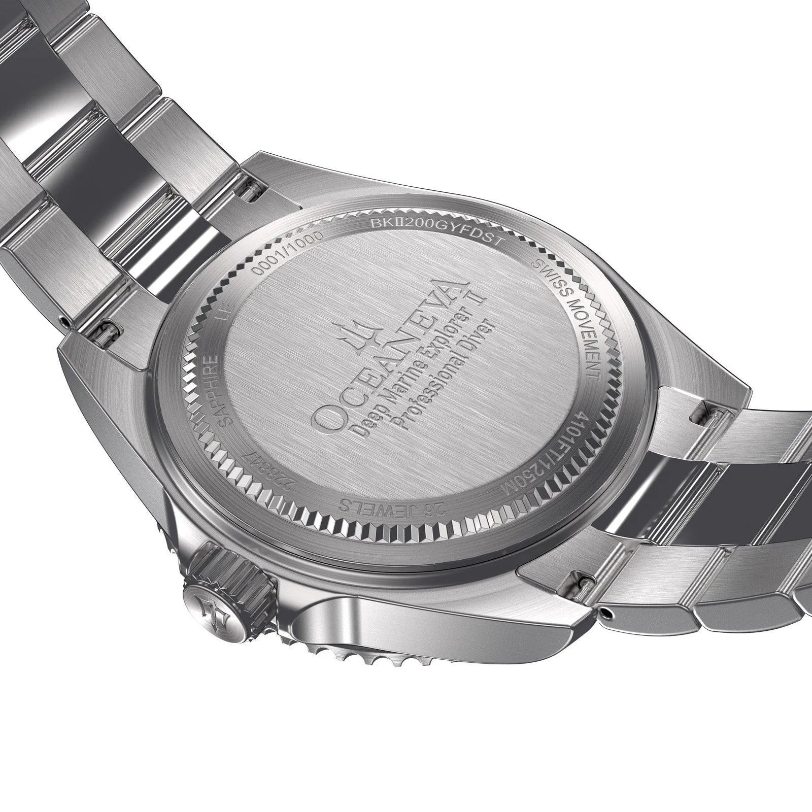 Oceaneva Men's Deep Marine Explorer II 1250M Pro Diver Watch Gray Fade Dial