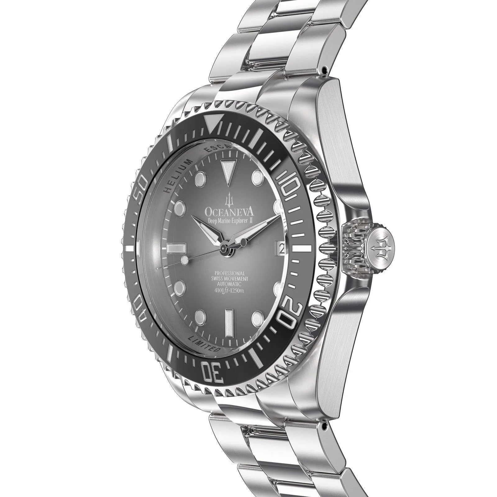 Oceaneva Men's Deep Marine Explorer II 1250M Pro Diver Watch Gray Fade Dial
