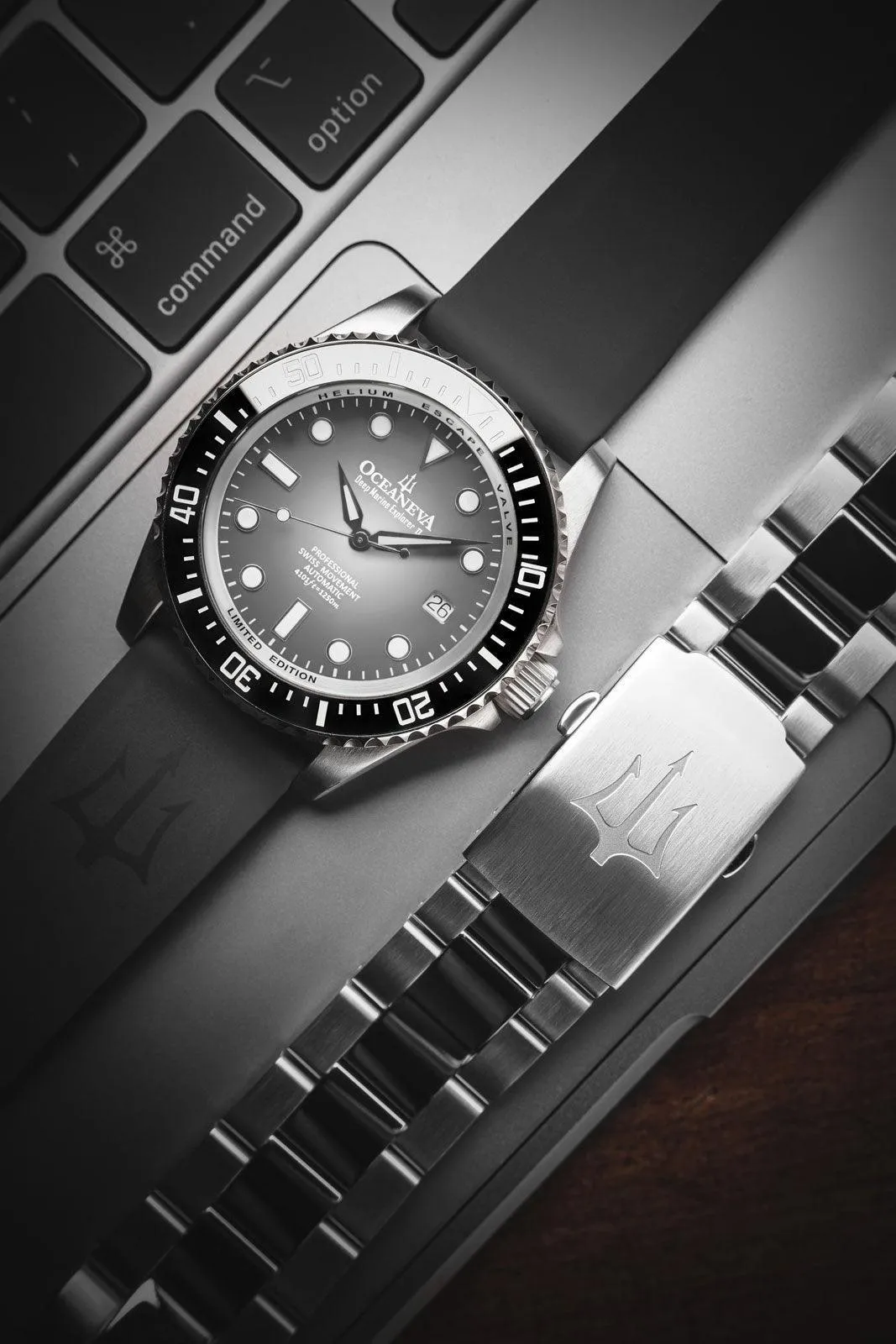 Oceaneva Men's Deep Marine Explorer II 1250M Pro Diver Watch Gray Fade Dial