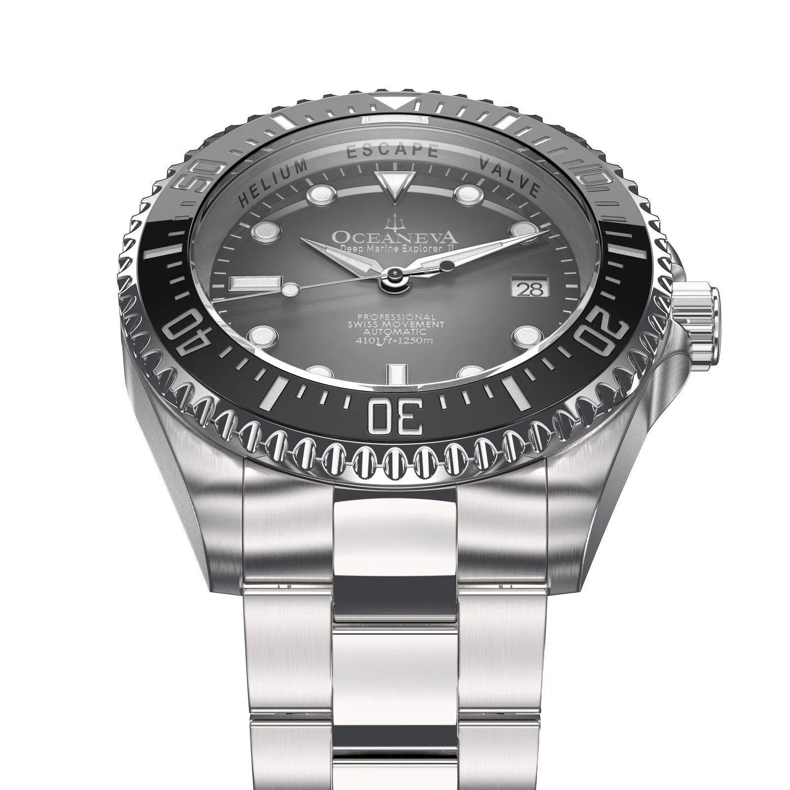 Oceaneva Men's Deep Marine Explorer II 1250M Pro Diver Watch Gray Fade Dial