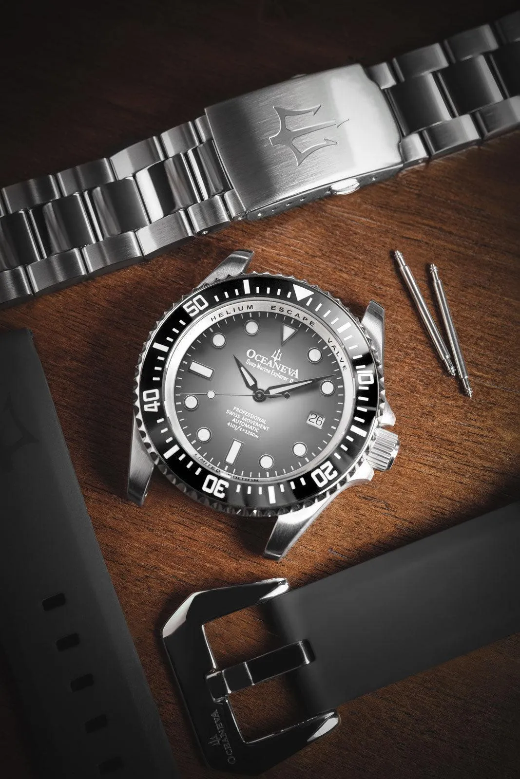 Oceaneva Men's Deep Marine Explorer II 1250M Pro Diver Watch Gray Fade Dial