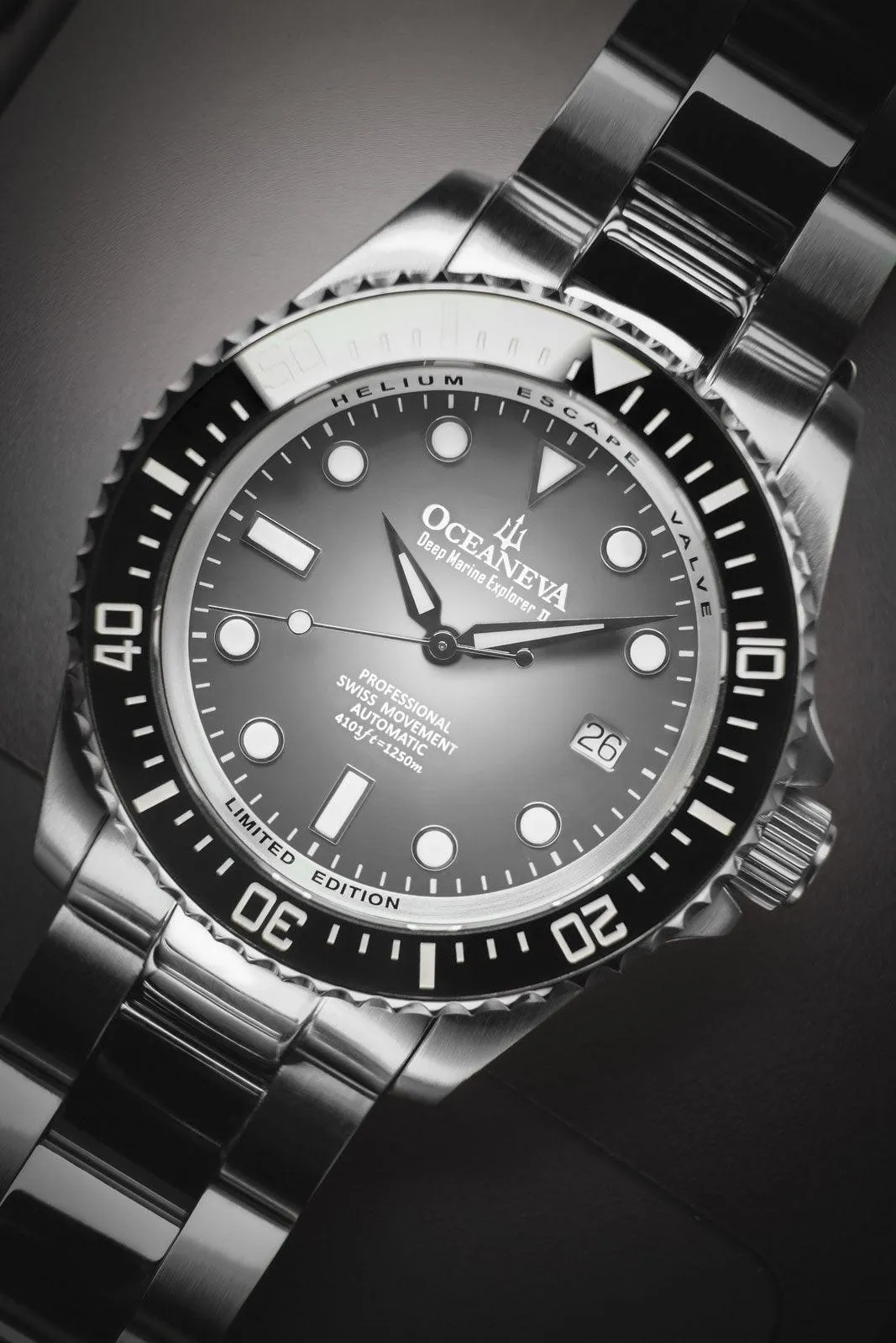 Oceaneva Men's Deep Marine Explorer II 1250M Pro Diver Watch Gray Fade Dial