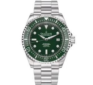Oceaneva Men's Deep Marine Explorer II 1250M Pro Diver Watch Green and Green