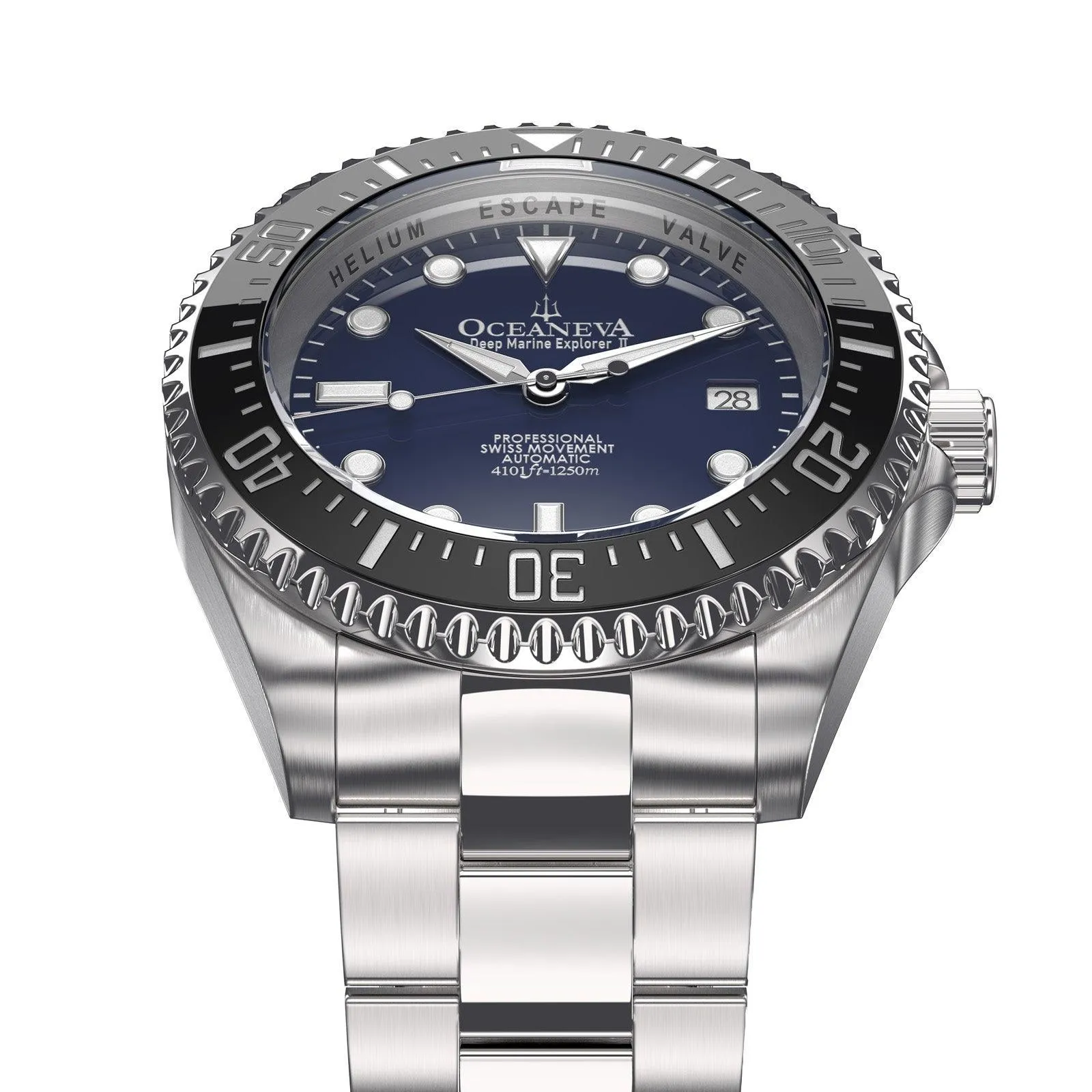 Oceaneva Men's Deep Marine Explorer II 1250M Pro Diver Watch Navy Blue