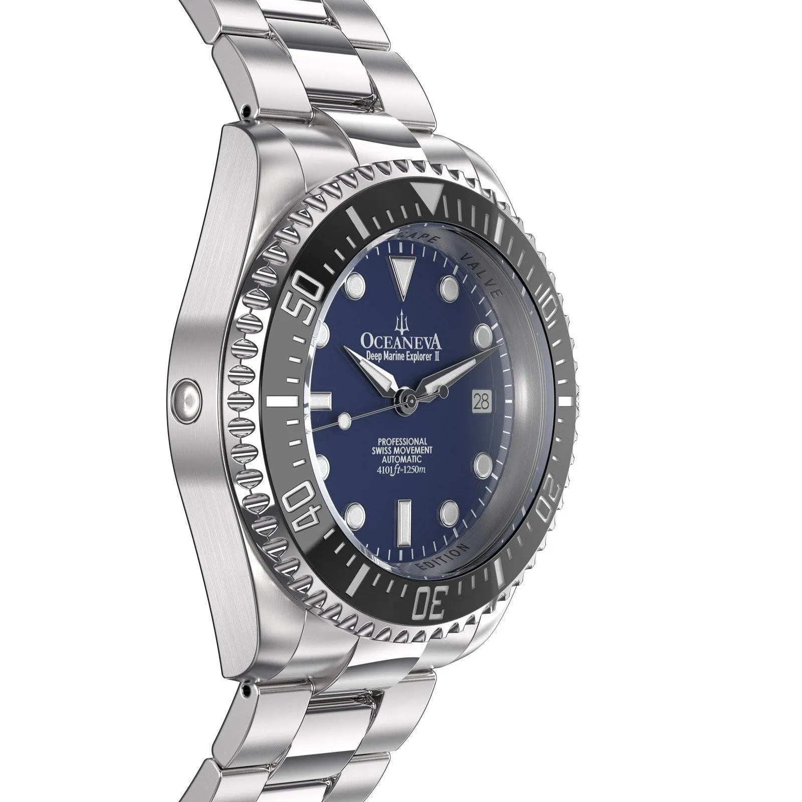 Oceaneva Men's Deep Marine Explorer II 1250M Pro Diver Watch Navy Blue