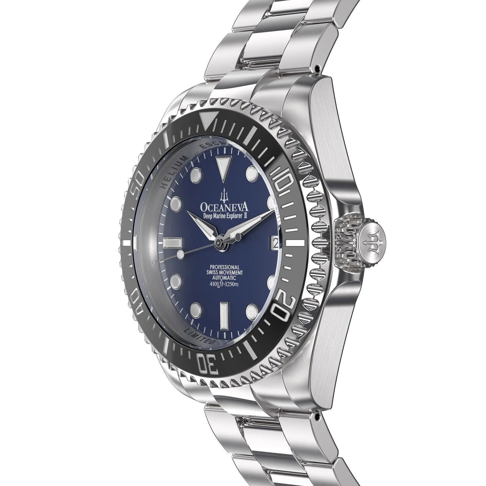 Oceaneva Men's Deep Marine Explorer II 1250M Pro Diver Watch Navy Blue