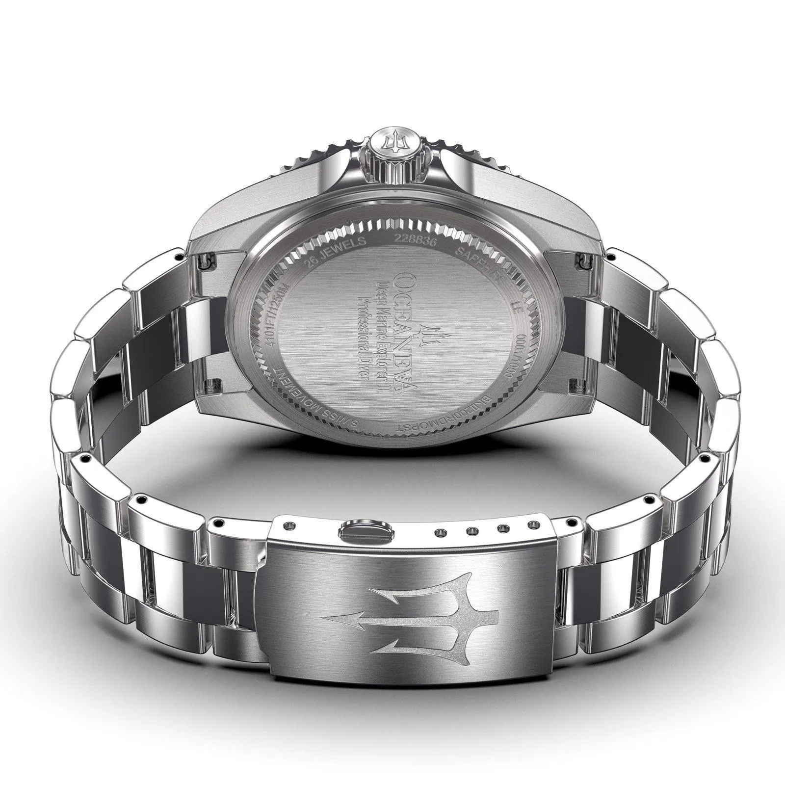 Oceaneva Men's Deep Marine Explorer II 1250M Pro Diver Watch Red Mother of Pearl Dial