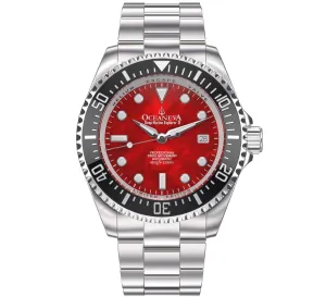 Oceaneva Men's Deep Marine Explorer II 1250M Pro Diver Watch Red Mother of Pearl Dial