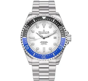 Oceaneva Men's Deep Marine Explorer II 1250M Pro Diver Watch White Dial