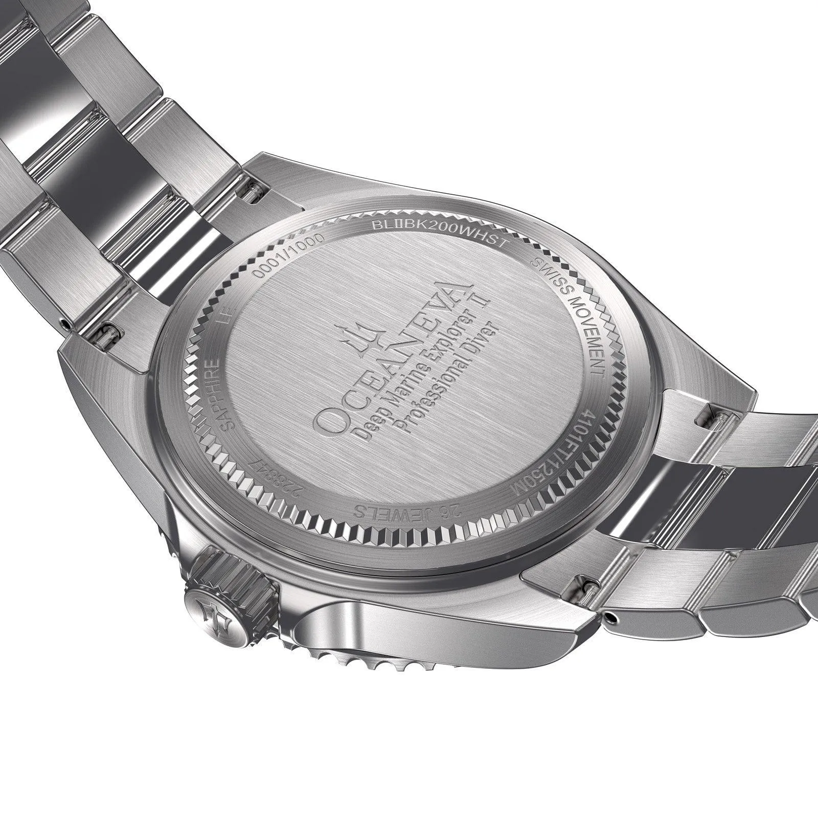 Oceaneva Men's Deep Marine Explorer II 1250M Pro Diver Watch White Dial