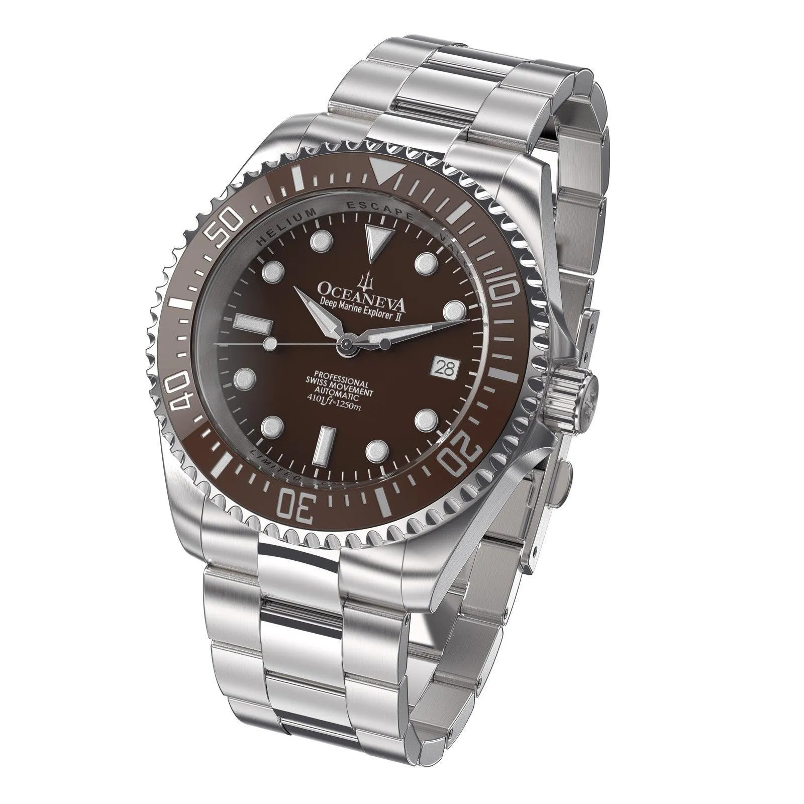 Oceaneva Men's Deep Marine Explorer II1250M Pro Diver Watch Brown