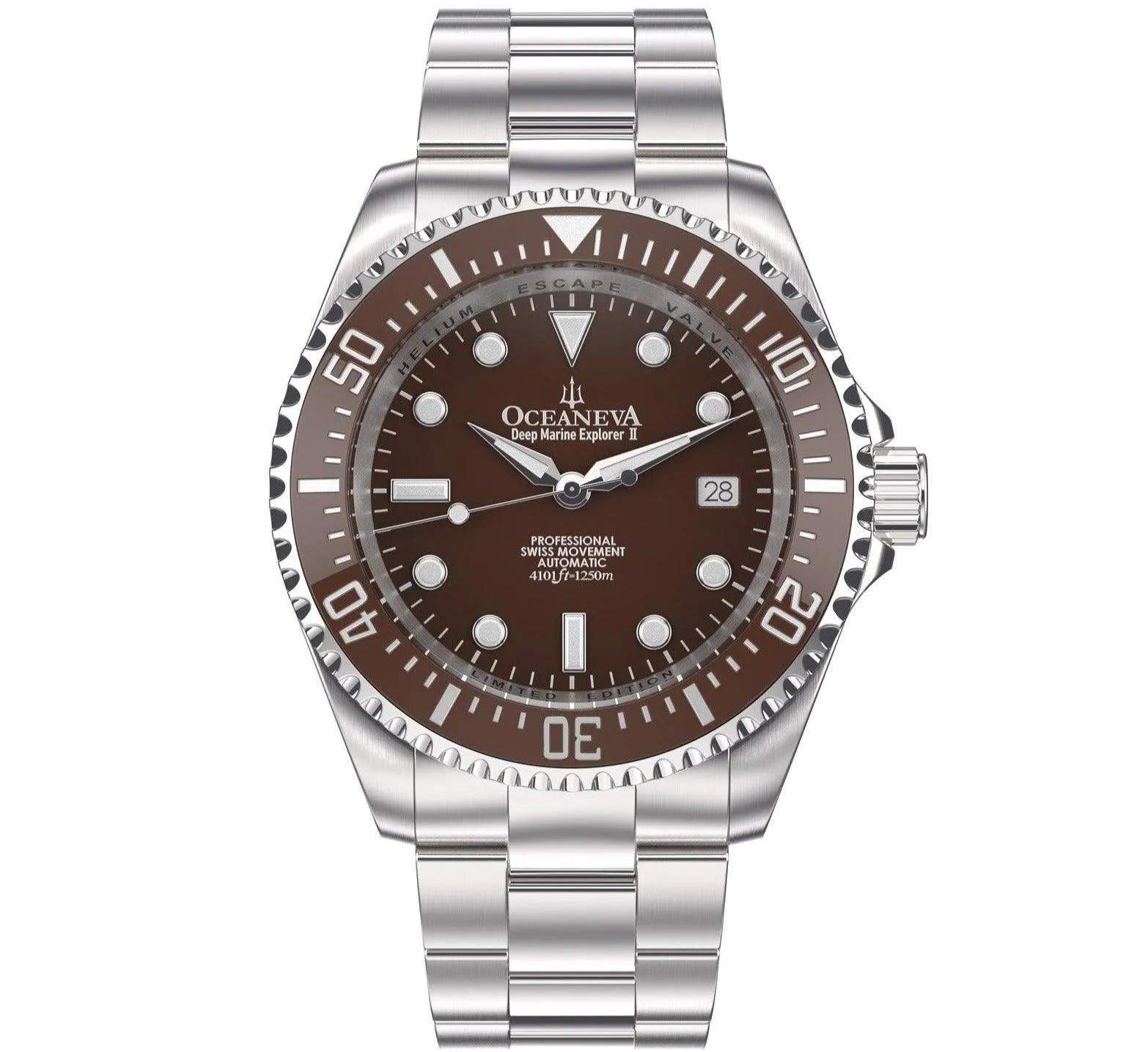 Oceaneva Men's Deep Marine Explorer II1250M Pro Diver Watch Brown